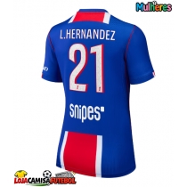 Camisa de Futebol Paris Saint-Germain Lucas Hernandez #21 Equipamento Principal Mulheres 2026-27 Manga Curta